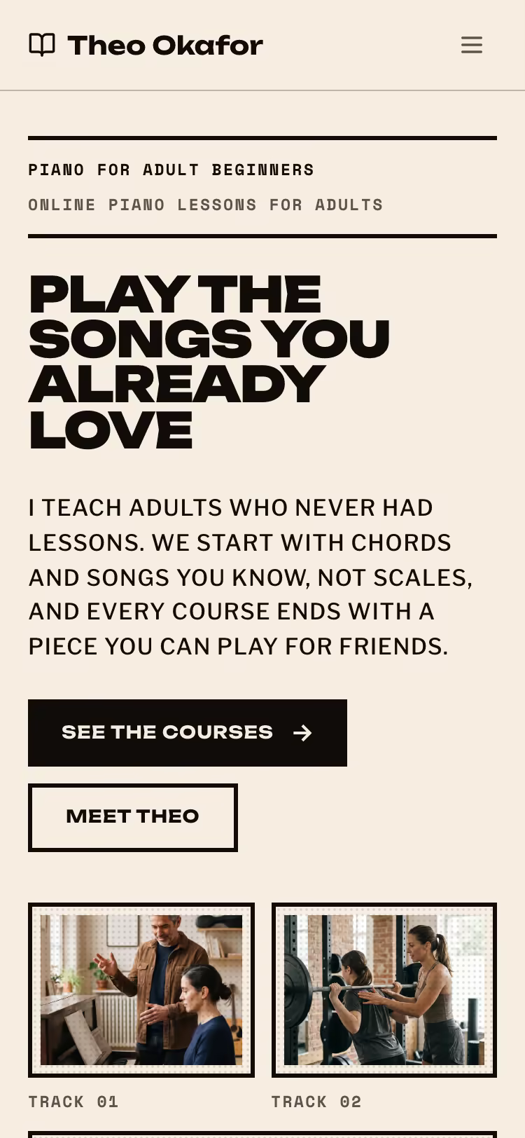 Phone preview of a creator site in the Encore look