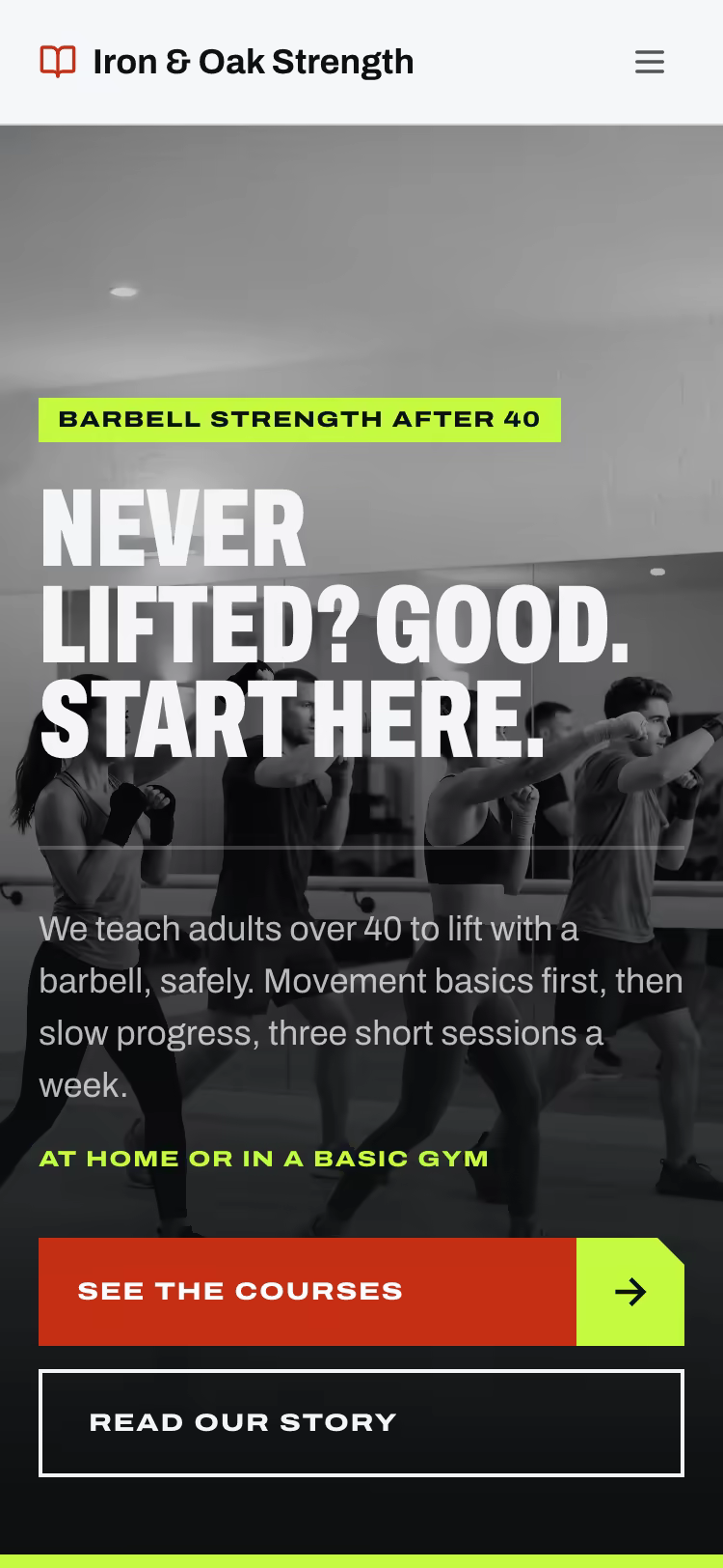 Phone preview of a creator site in the Kinetic Club look