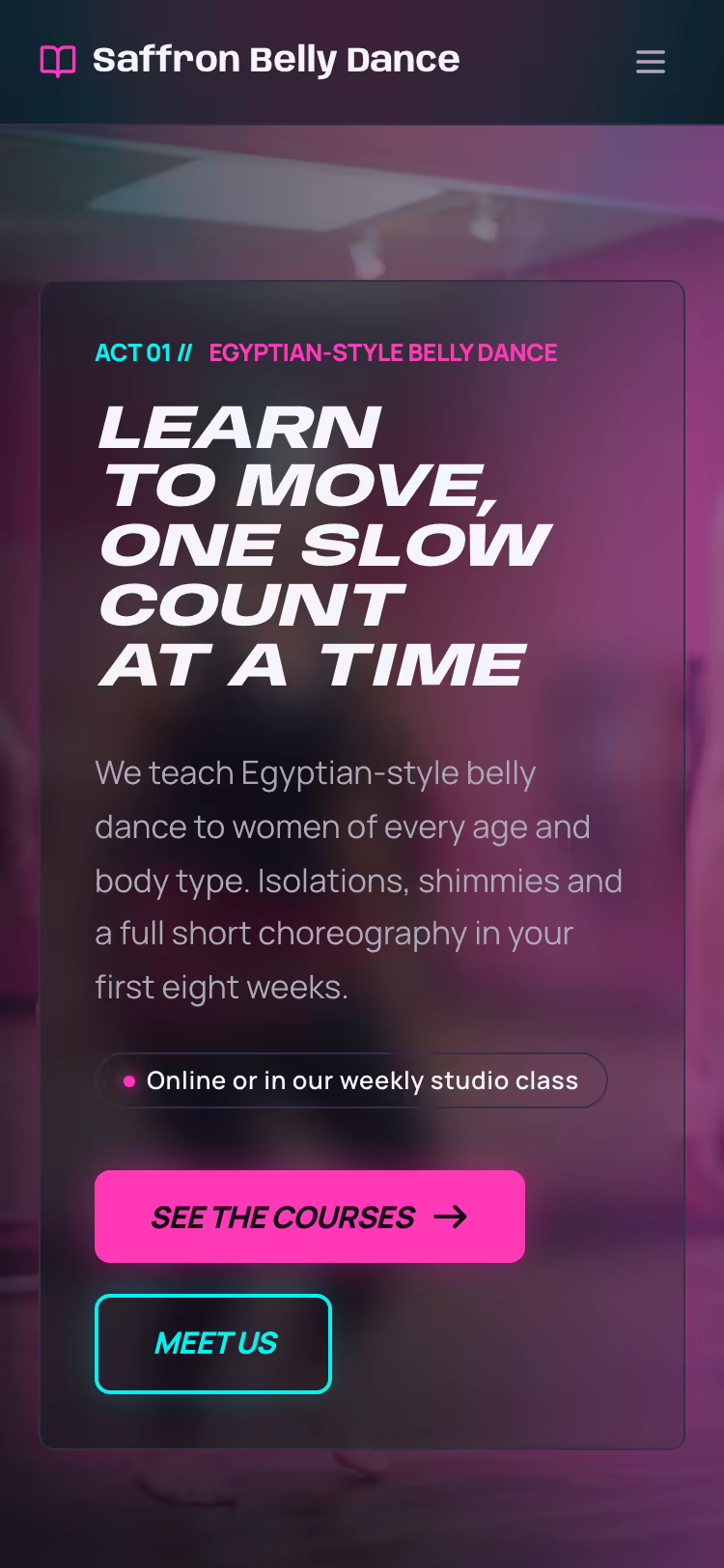 Phone preview of a creator site in the Studio Floor look